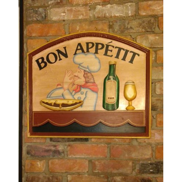 Tableau de bois Bon Appétit en relief